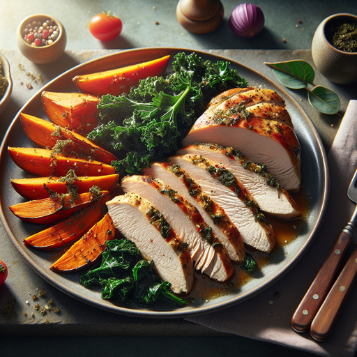 Herb-Roasted Turkey with Sweet Potato and Kale Skillet