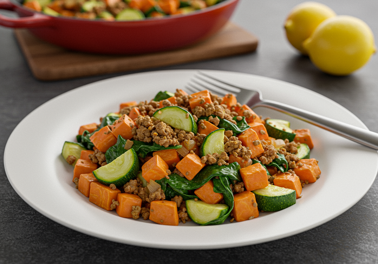 AIP Herbed Lamb and Sweet Potato Skillet