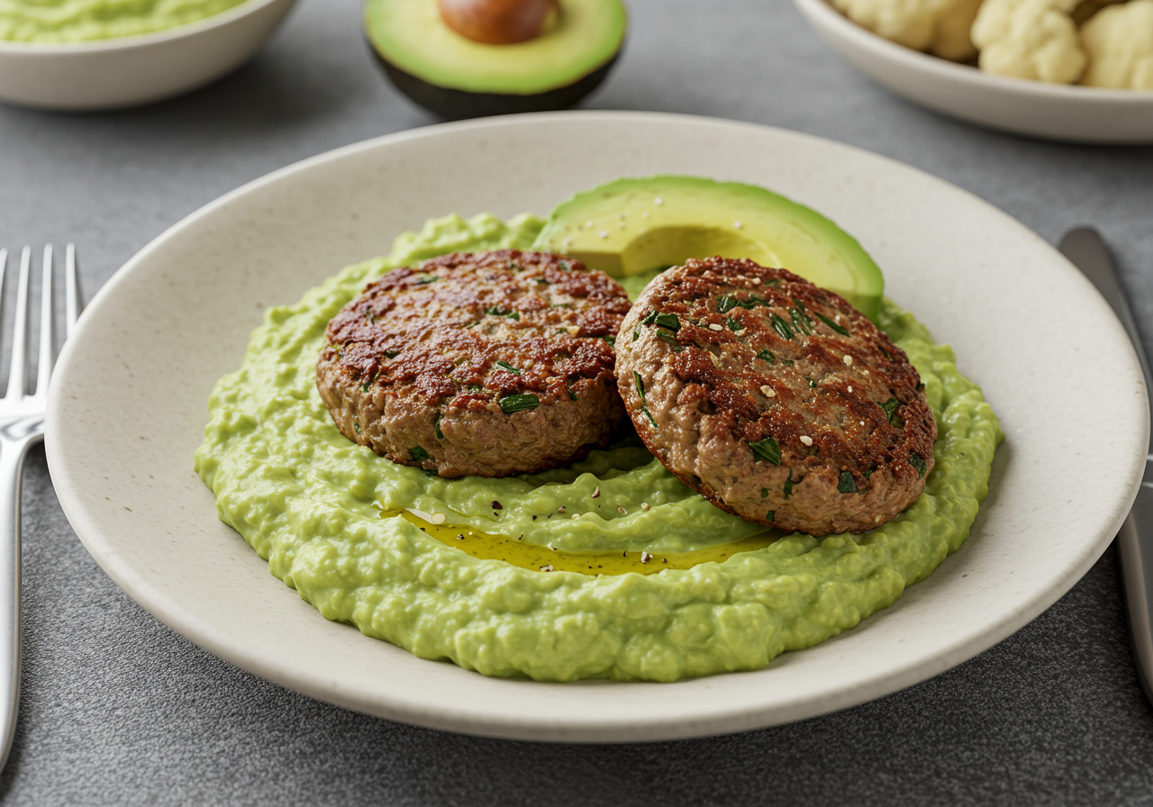 AIP Herbed Lamb Patties with Avocado-Zucchini Mash