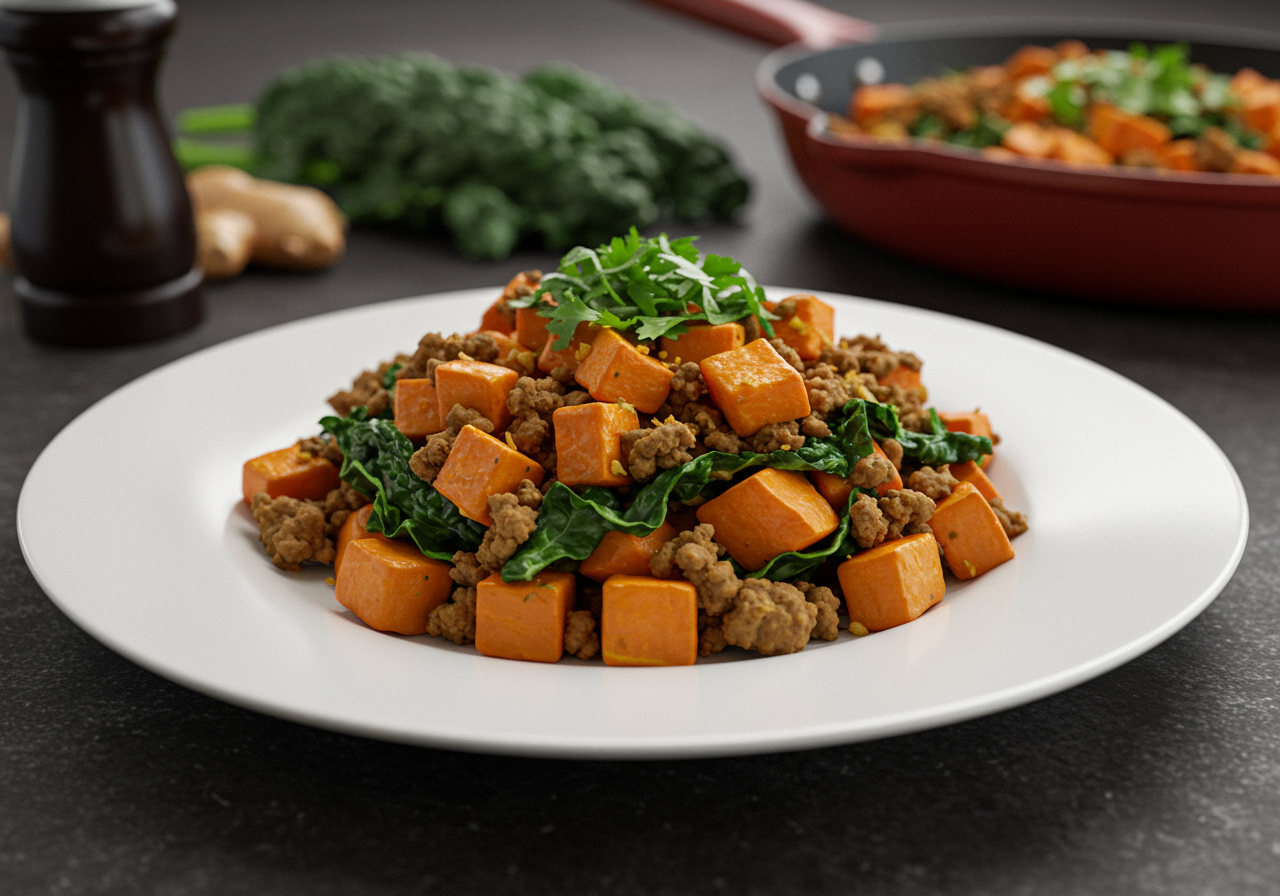 AIP Lamb & Sweet Potato Hash with Turmeric & Ginger