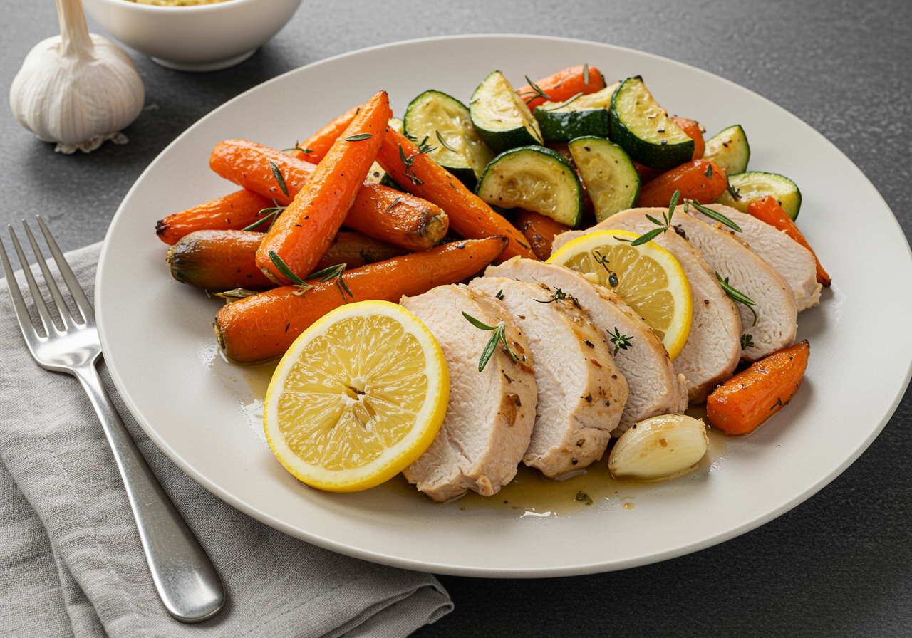 Lemon-Garlic Herb Turkey with Roasted Vegetables (AIP-Friendly)