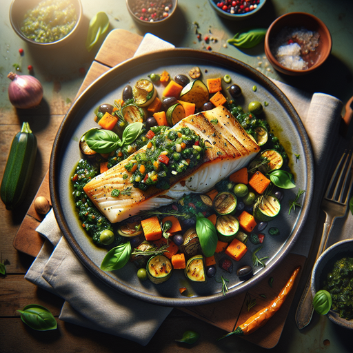 Mediterranean AIP Baked Cod with Olive Herb Salsa