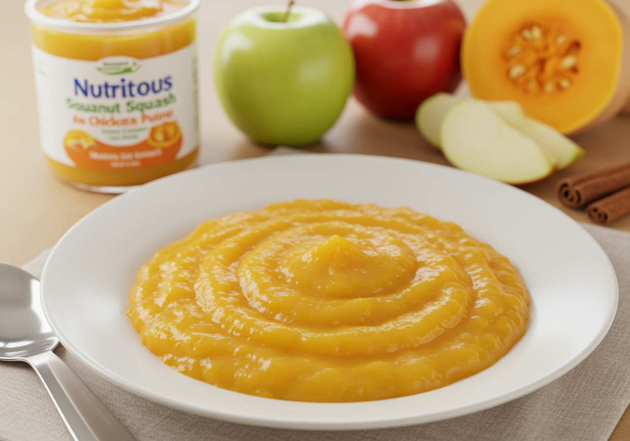 Nutritious Butternut Squash, Apple, and Chicken Baby Puree