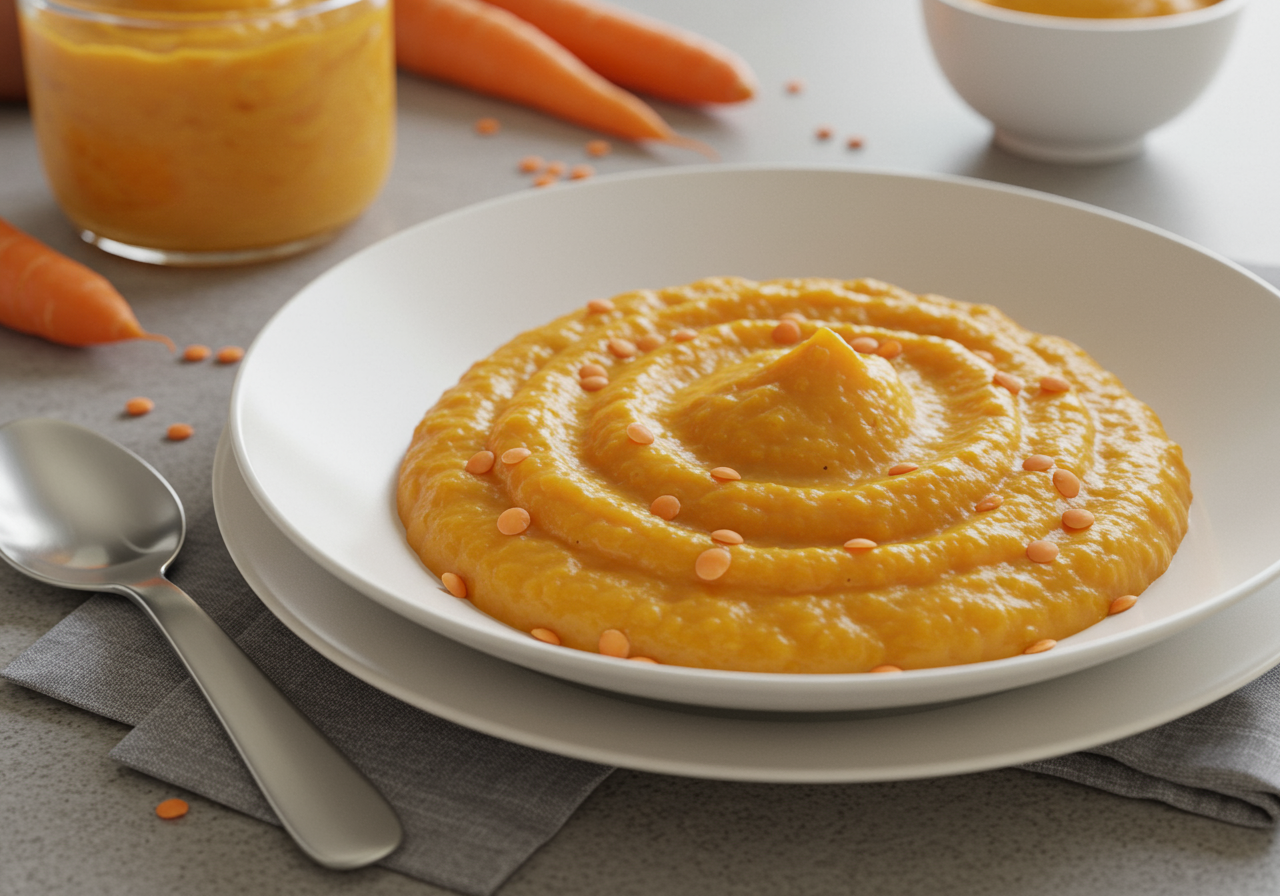 Sweet Potato, Carrot, and Red Lentil Purée