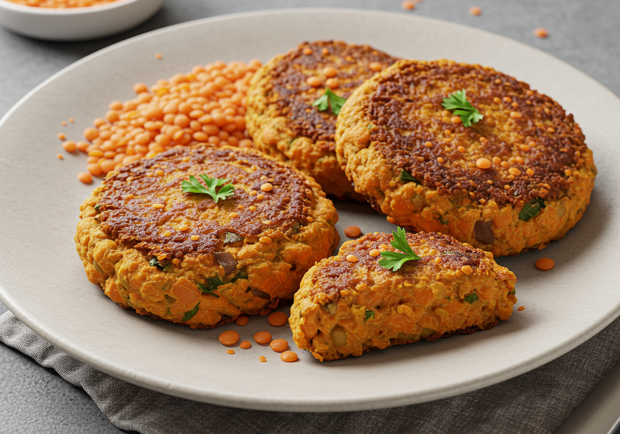 Baked Lentil and Sweet Potato Patties