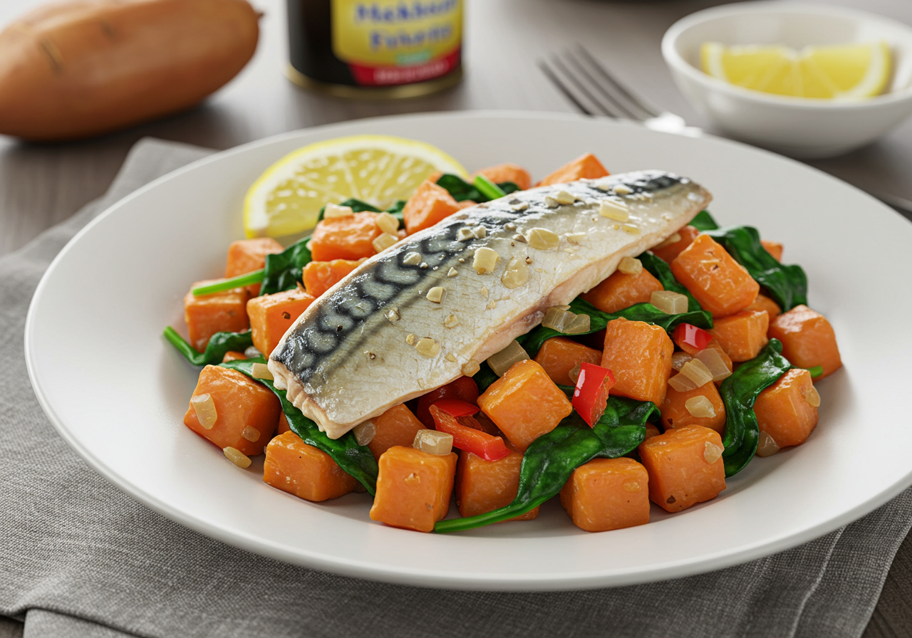 Mediterranean Mackerel & Sweet Potato Hash