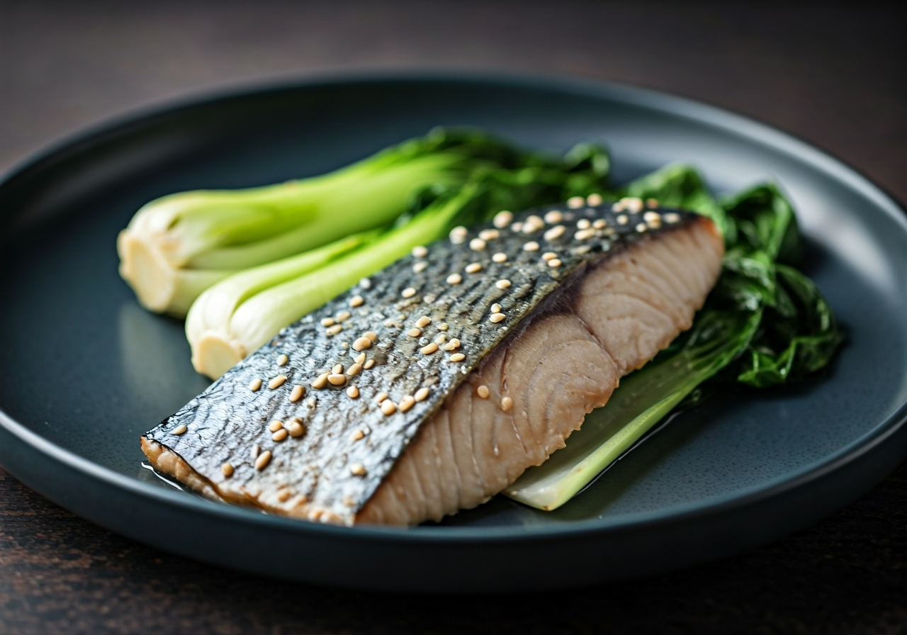 Miso-Glazed Mackerel with Sesame Bok Choy