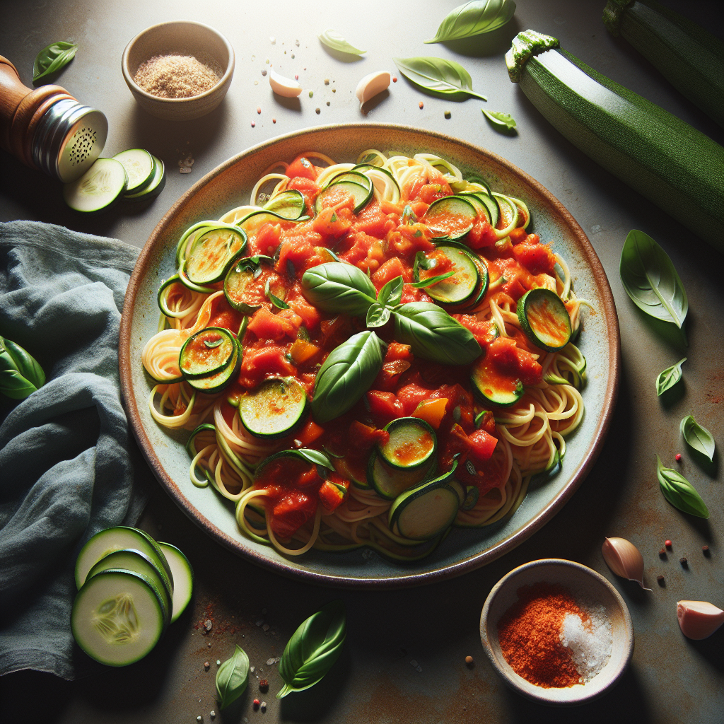 Light Italian Zucchini Pasta with Tomato Basil Sauce