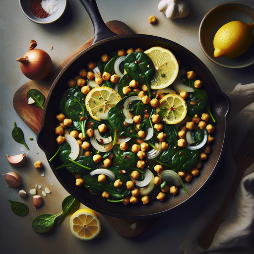 One-Pan Garlic Lemon Chickpea & Spinach Skillet