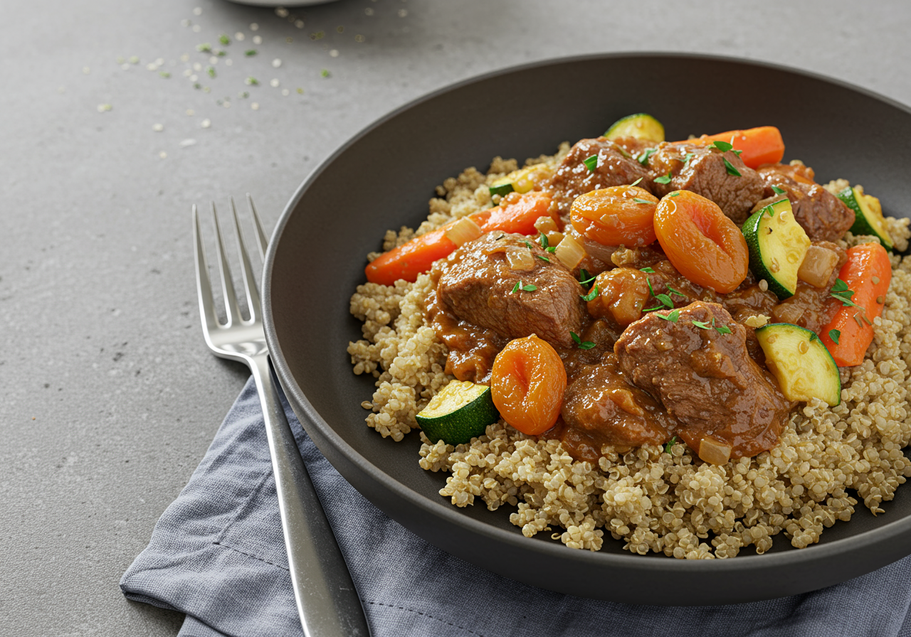 Spiced Lamb and Apricot Tagine with Quinoa