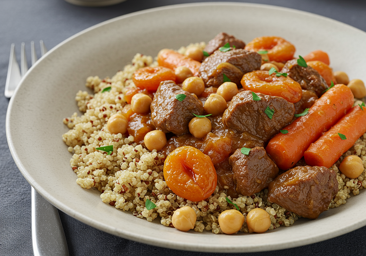 Spiced Lamb and Apricot Tagine with Quinoa