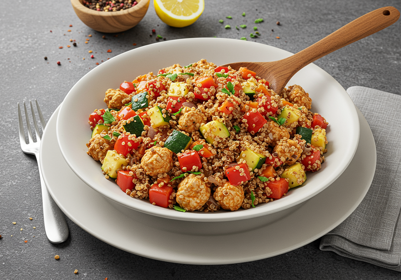 Mediterranean Turkey and Quinoa Skillet