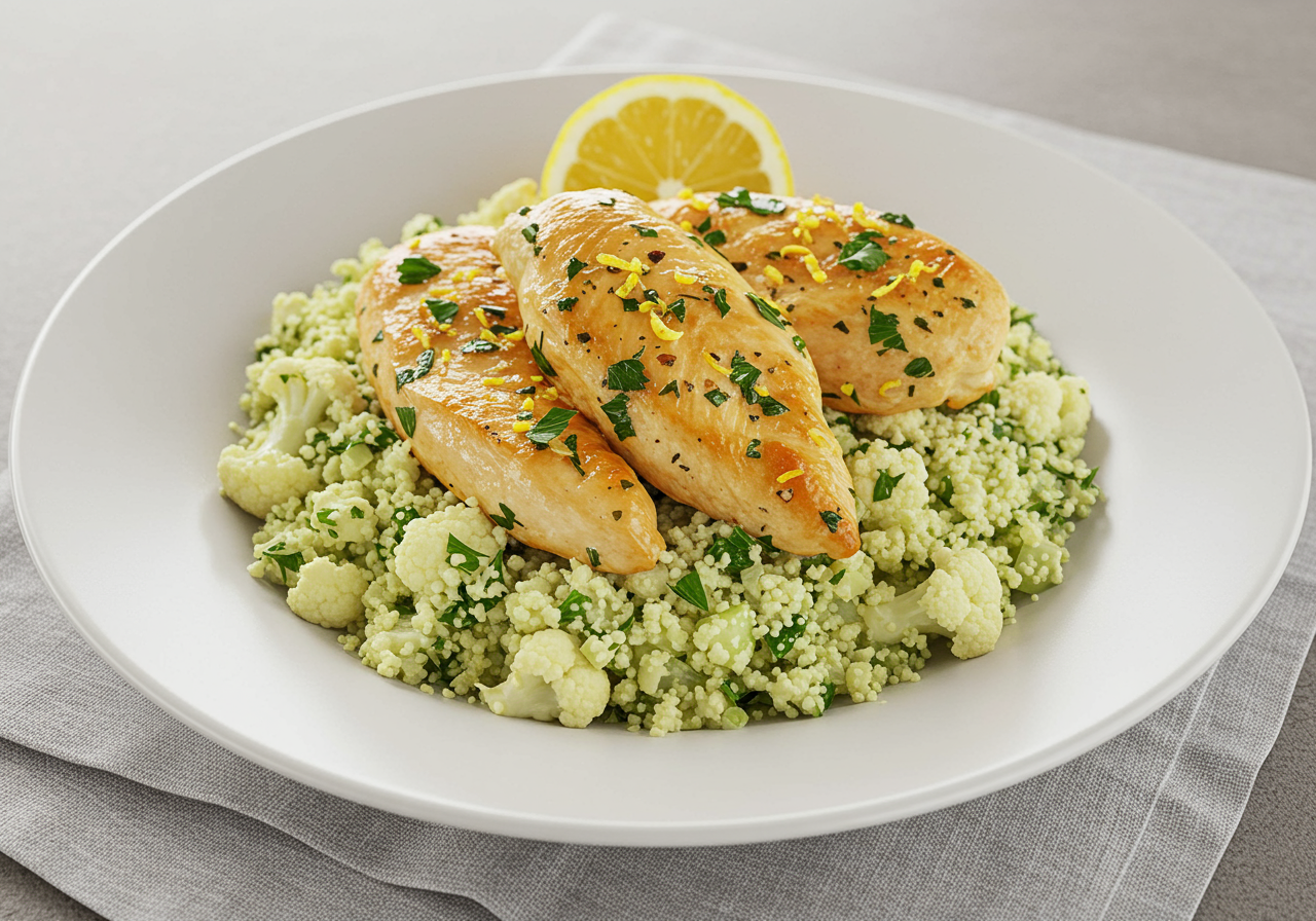 Lemon-Herb Chicken with Cauliflower Couscous