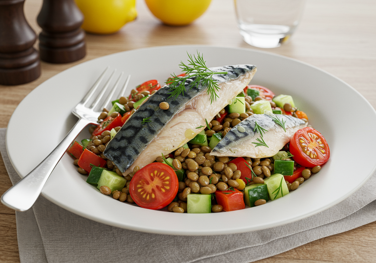 Mediterranean Mackerel and Lentil Salad