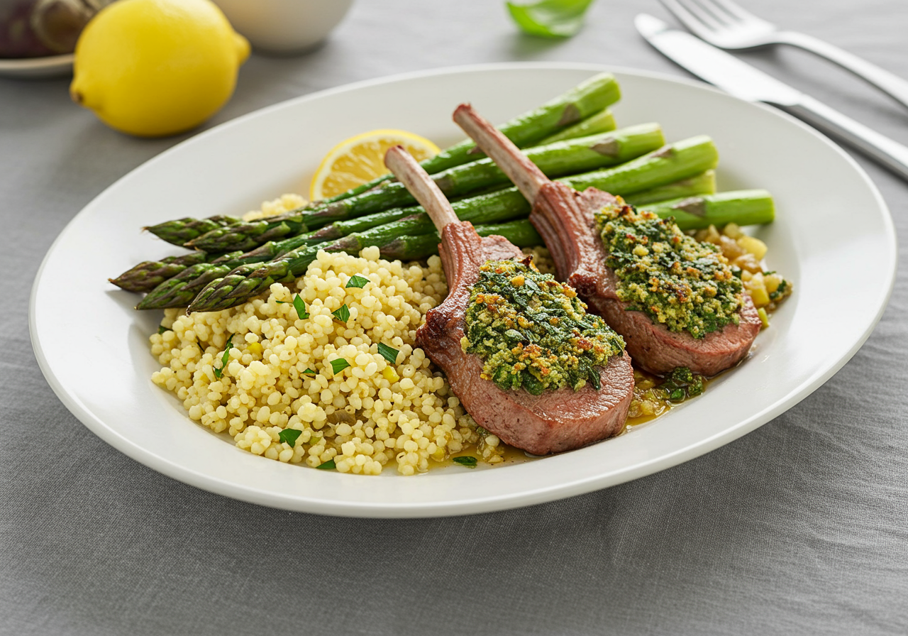 Herbed Lamb & Lemony Millet with Roasted Asparagus