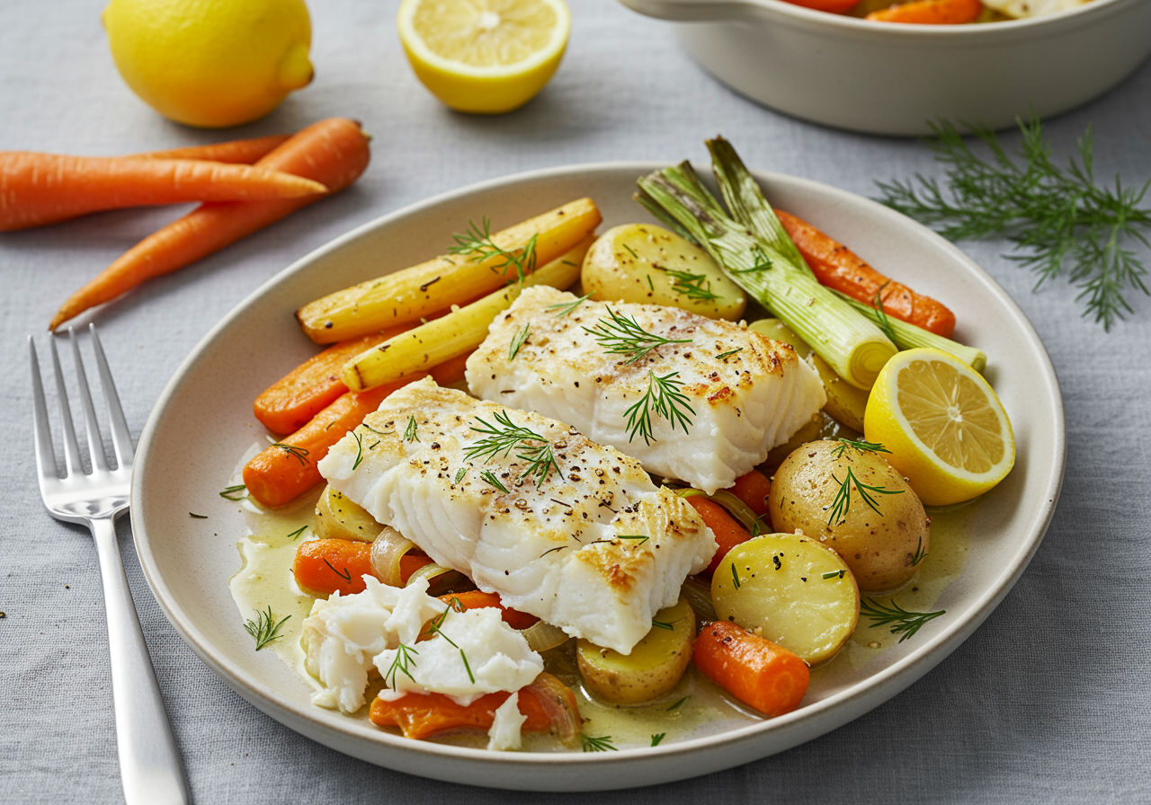 Scandinavian-Style Cod and Root Vegetable Bake