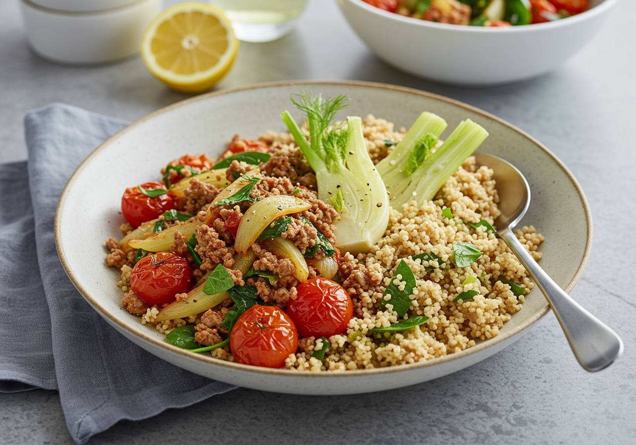 Spiced Lamb with Fennel and Herbed Couscous