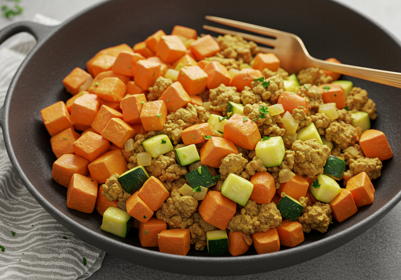 Turmeric-Ginger Turkey and Root Vegetable Skillet