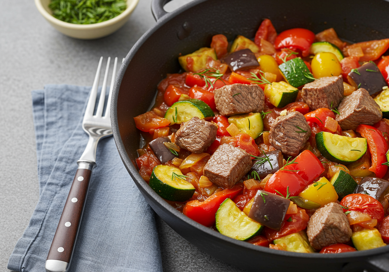 Balkan-Inspired Lean Lamb & Vegetable Skillet