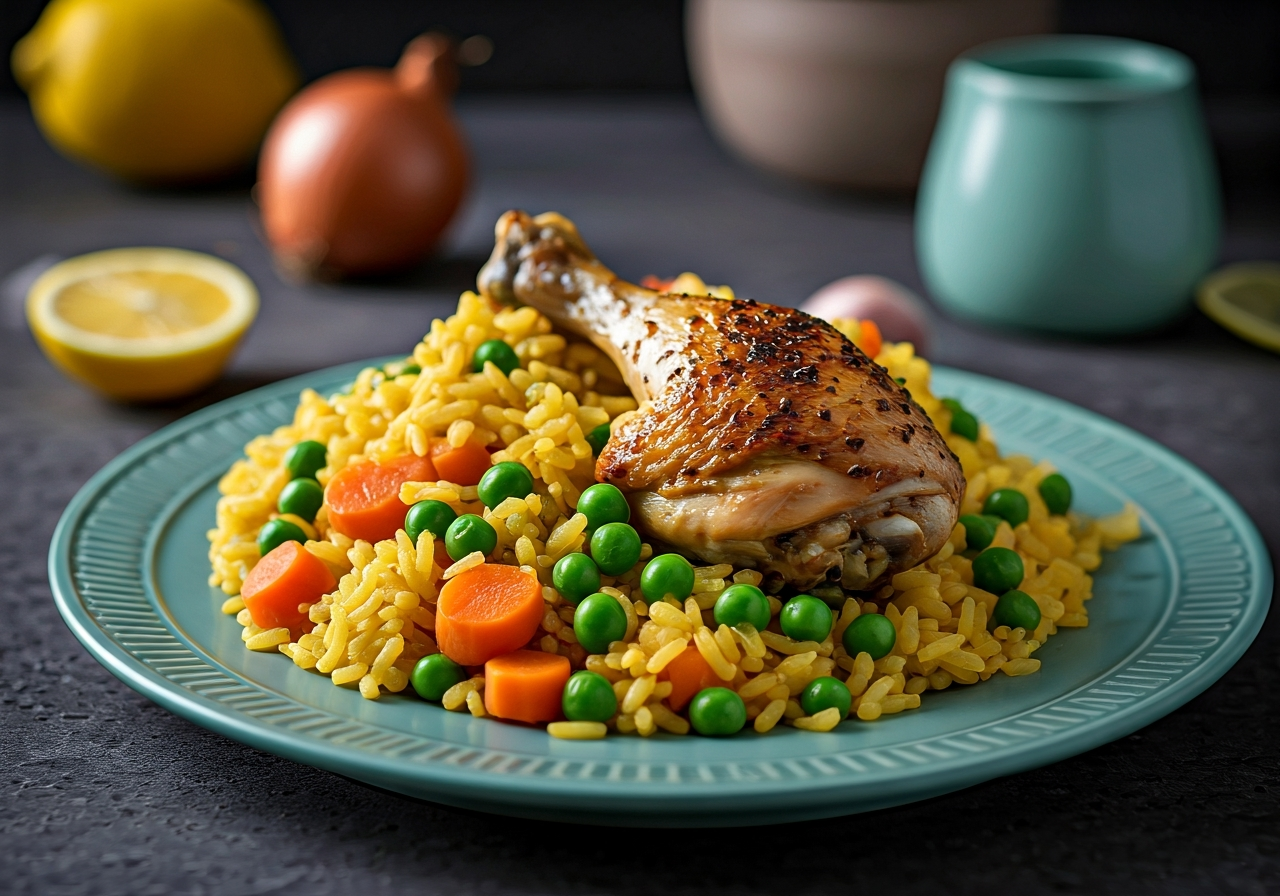 Aromatic Lemon Herb Chicken with Vegetable Basmati Pilaf