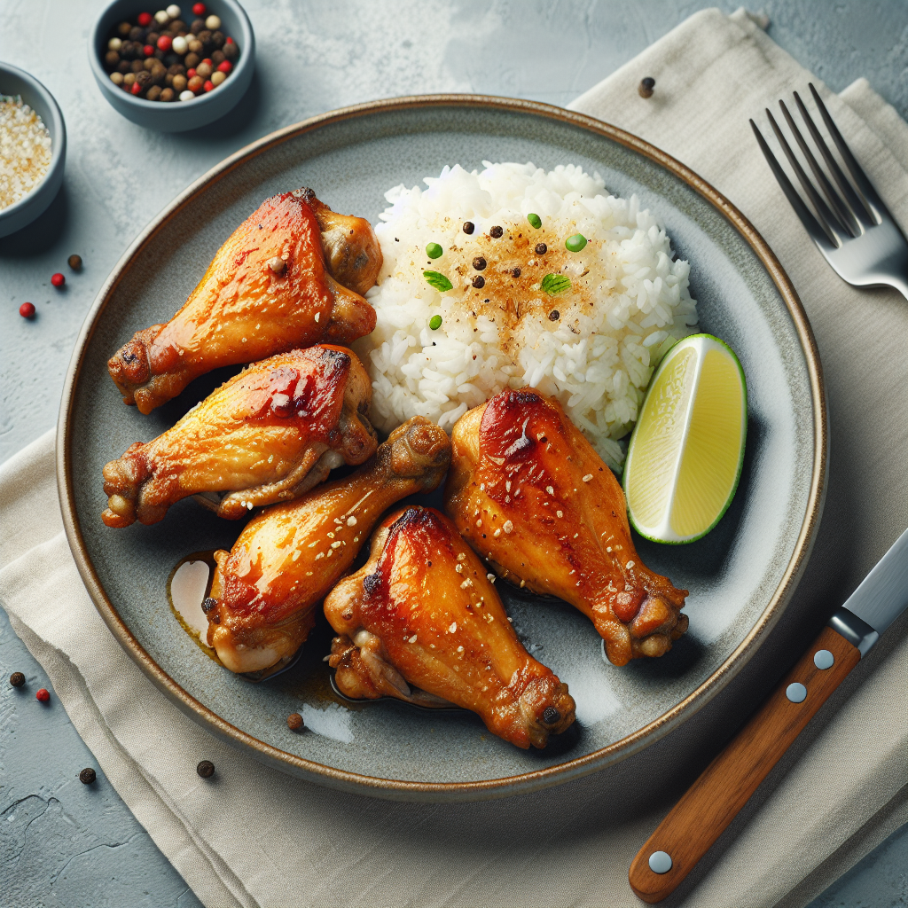 Baked Chicken Wings with Steamed Rice