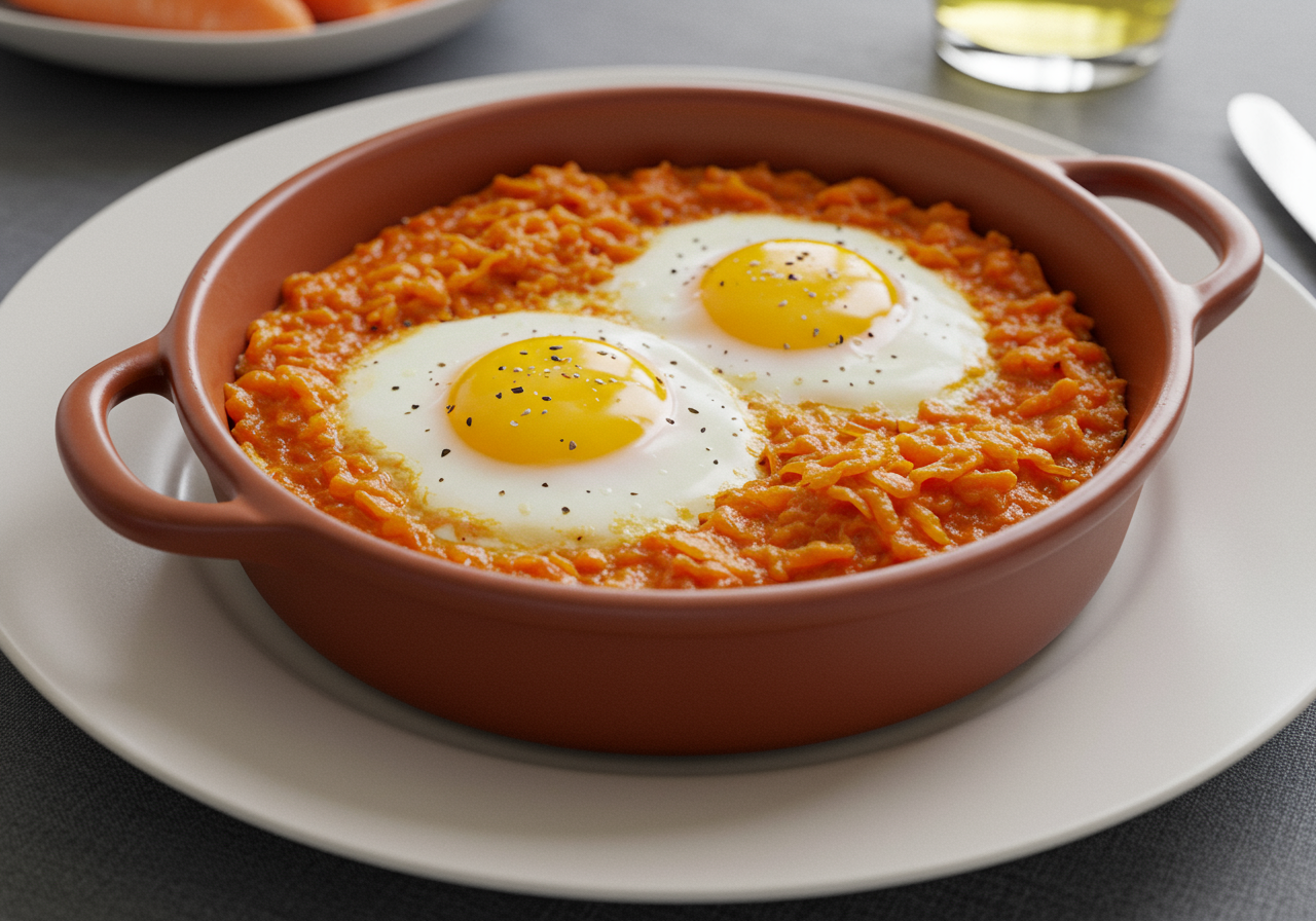 Balkan-Style Baked Eggs with Ajvar and Carrot