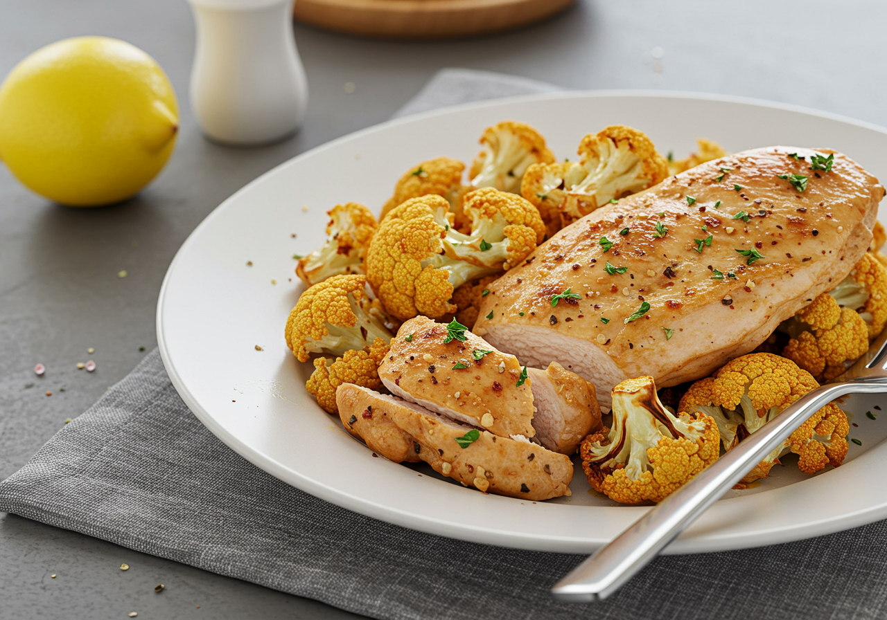 Herb and Spice Roasted Chicken with Cauliflower