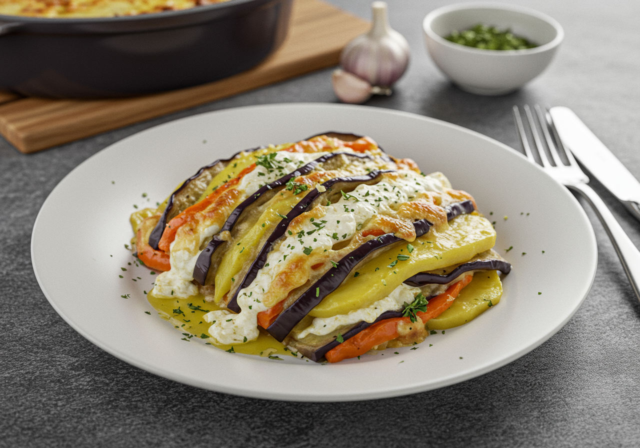 Layered Eggplant and Potato Gratin