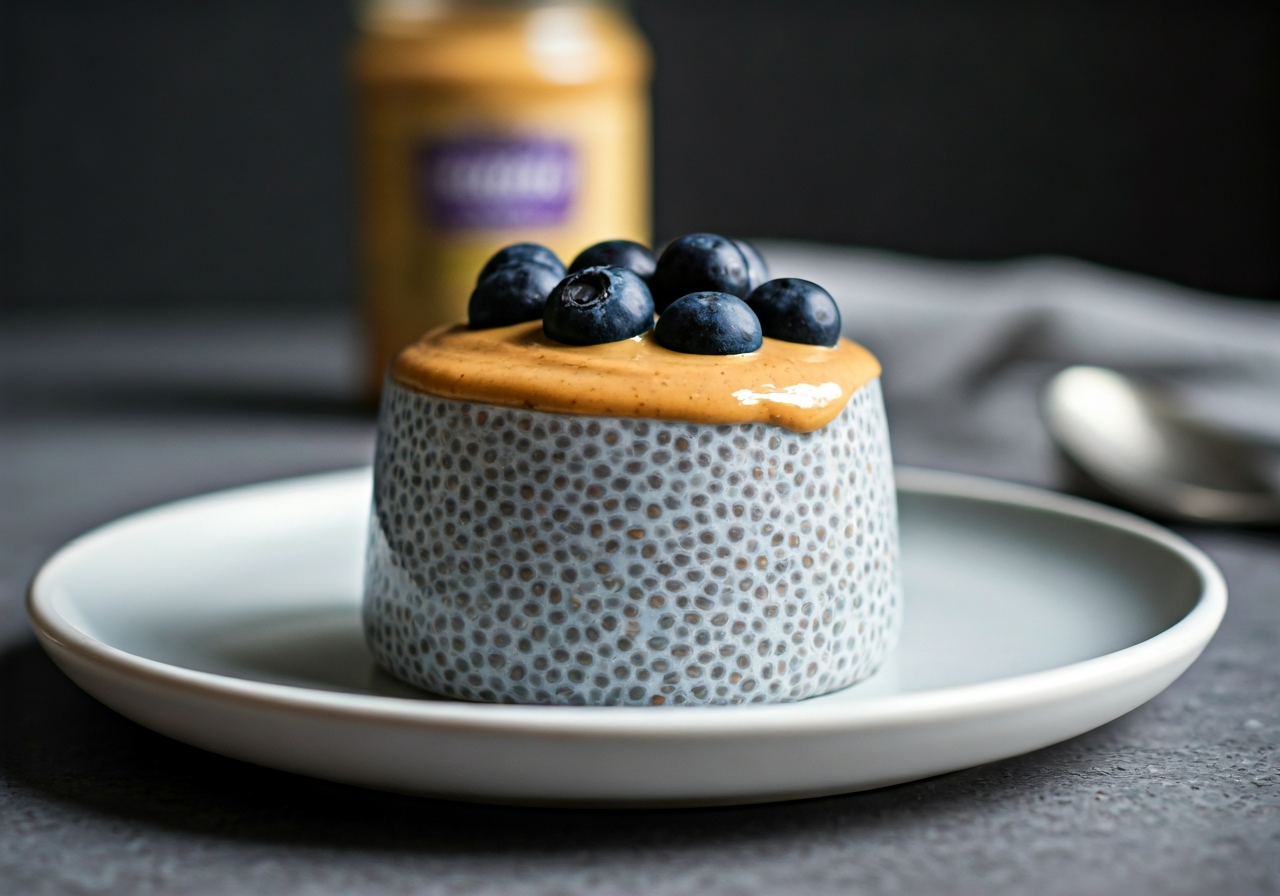Layered Peanut Butter & Blueberry Chia Pudding