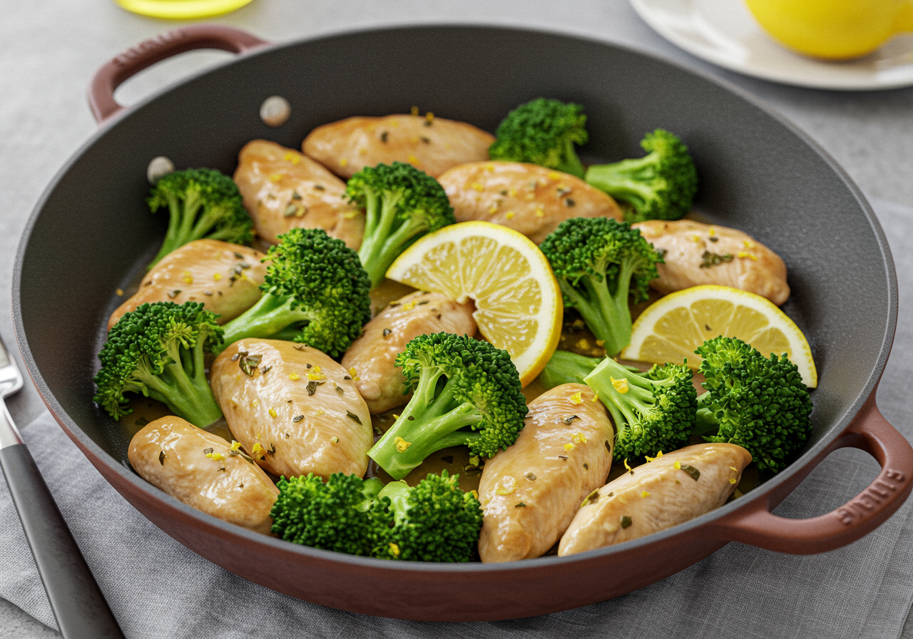 Lemon Herb Chicken and Broccoli Skillet
