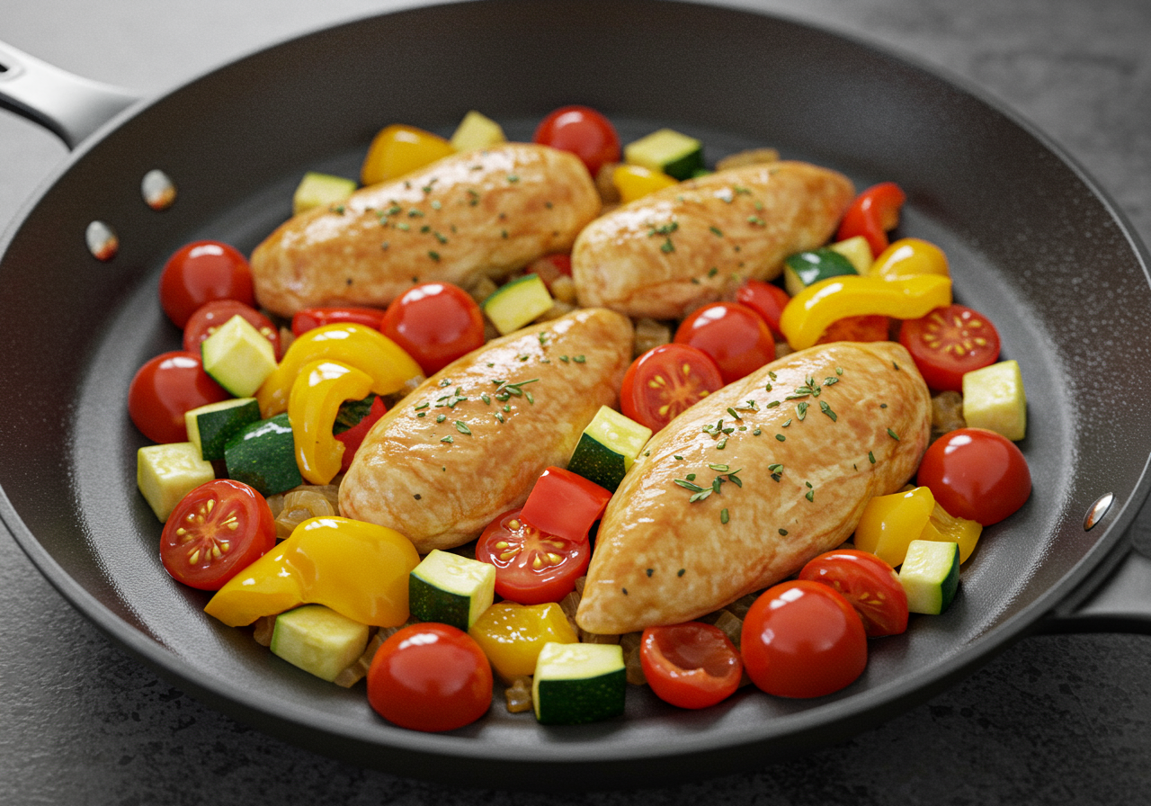 Mediterranean Chicken and Vegetable Skillet