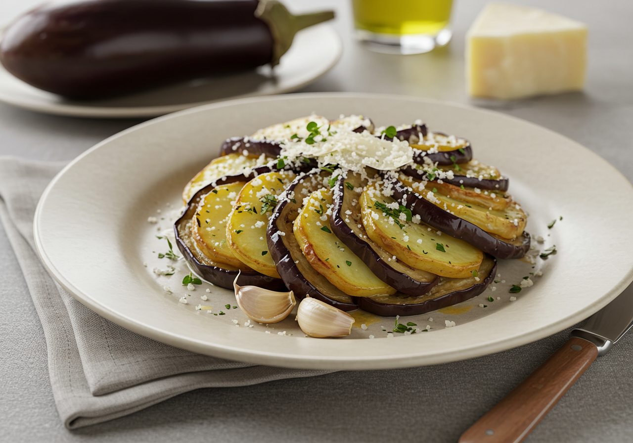 Roasted Eggplant and Potato Stacks