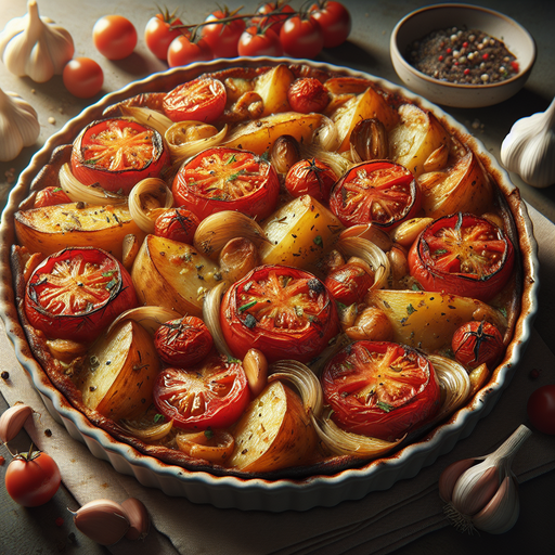 Roasted Potato and Tomato Garlic Bake