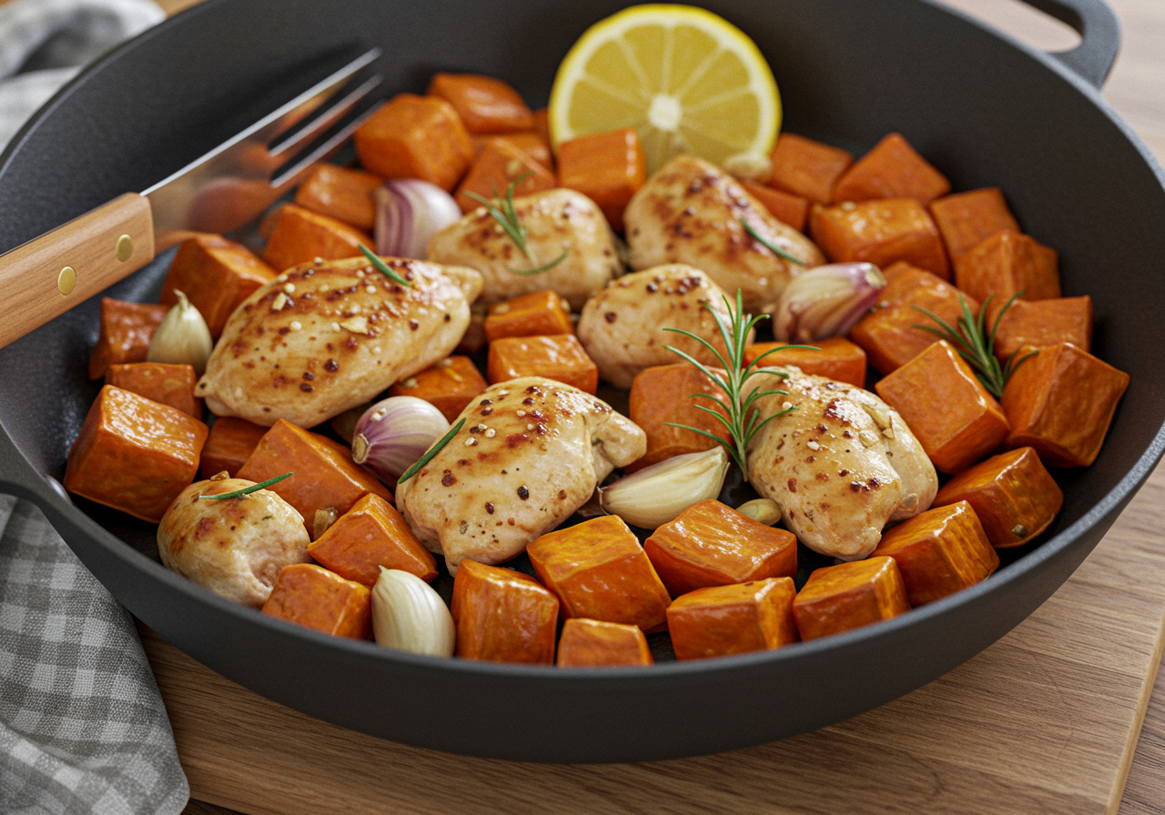 Rosemary Garlic Chicken and Sweet Potato Skillet