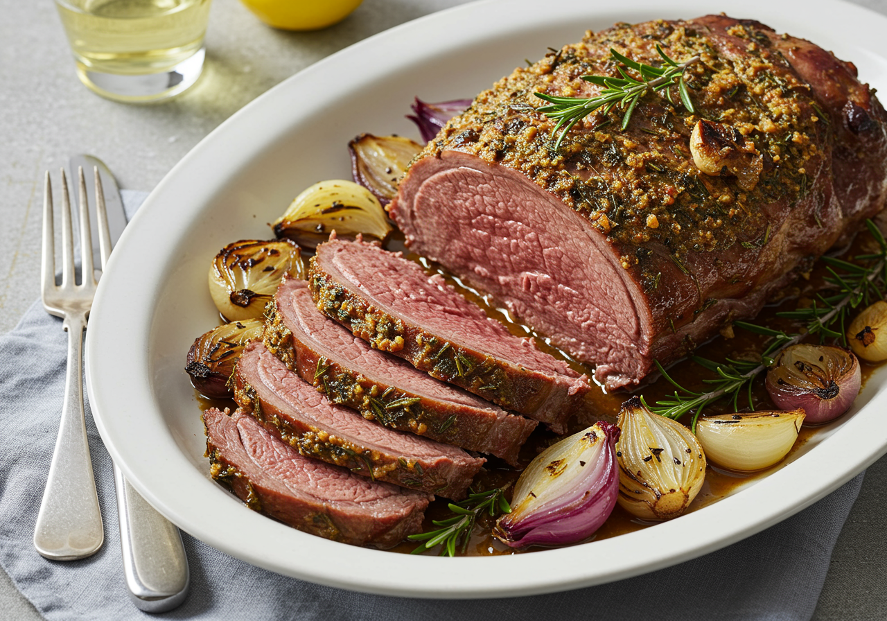 Slow-Roasted Herb-Crusted Lamb Leg