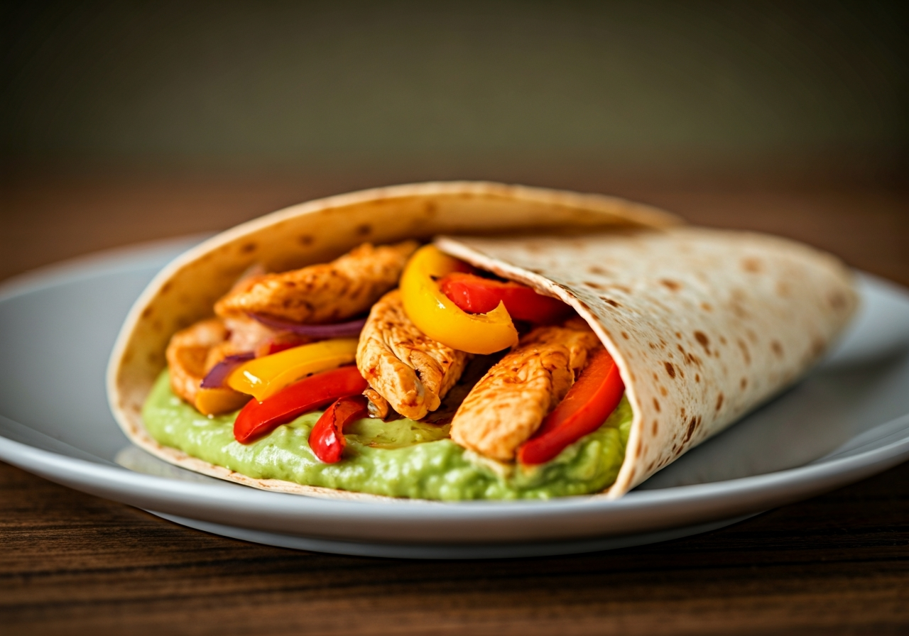 Spiced Chicken and Rainbow Pepper Wraps