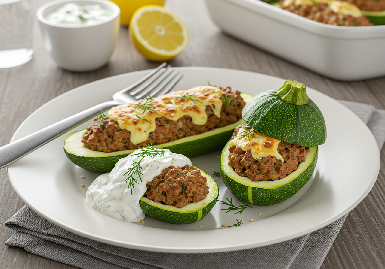 Balkan-Style Stuffed Zucchini Boats
