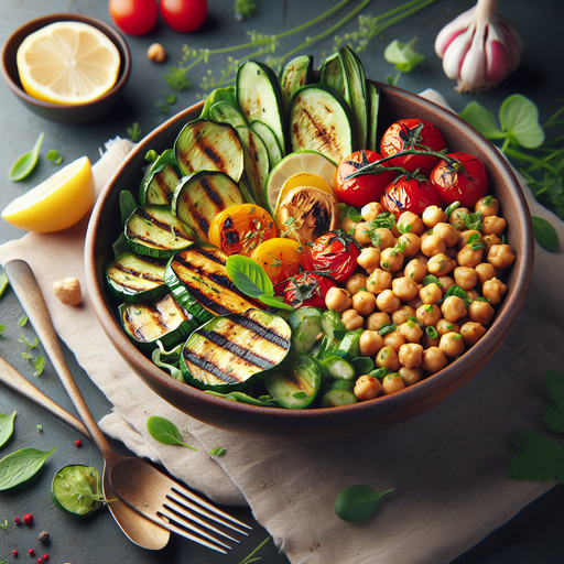 Grilled Balkan Vegetable and Chickpea Bowl