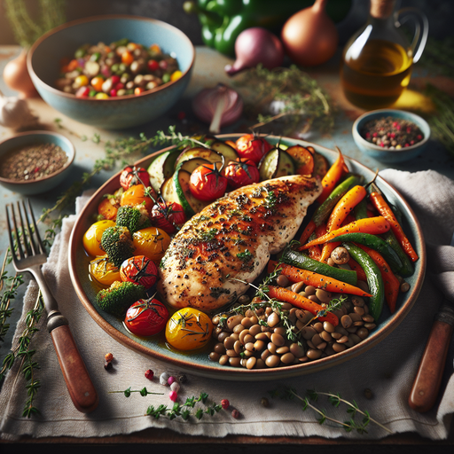 Provençal Herb Chicken with Lentils and Roasted Vegetables