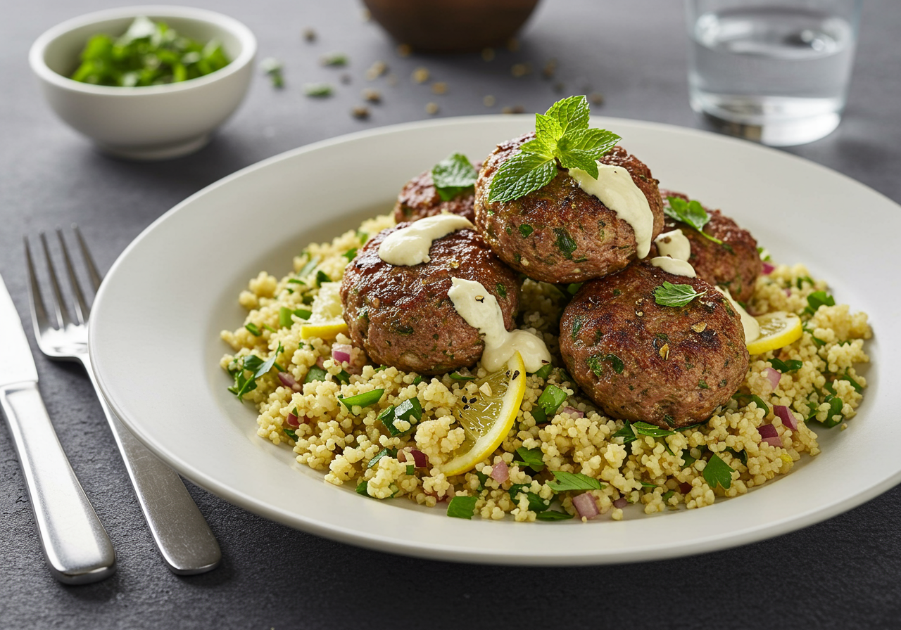 Mediterranean Lamb Koftas with Herbed Bulgur