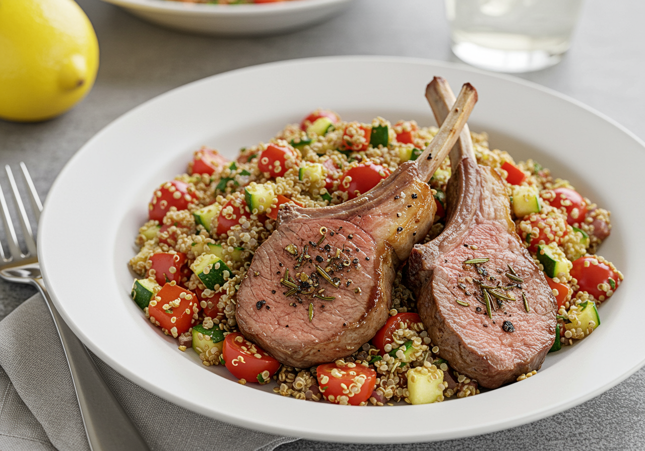 Herbed Lamb Steaks with Mediterranean Quinoa