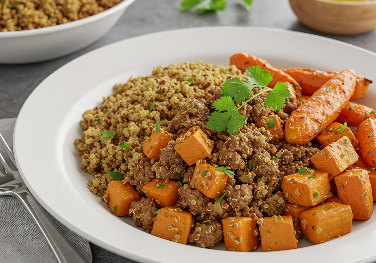 Moroccan-Spiced Lamb with Quinoa & Roasted Root Vegetables