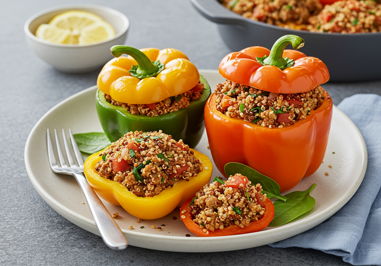 Spiced Lamb and Quinoa-Stuffed Bell Peppers