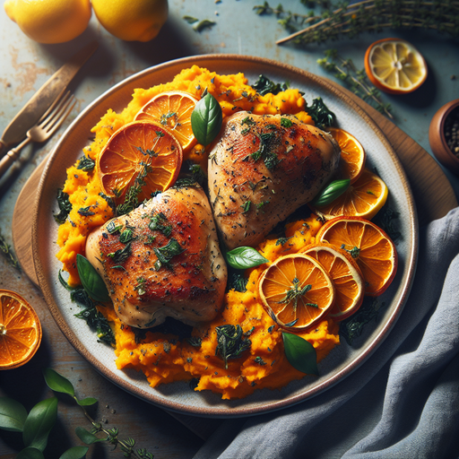 Herb-Roasted Chicken with Citrus Sweet Potato Mash