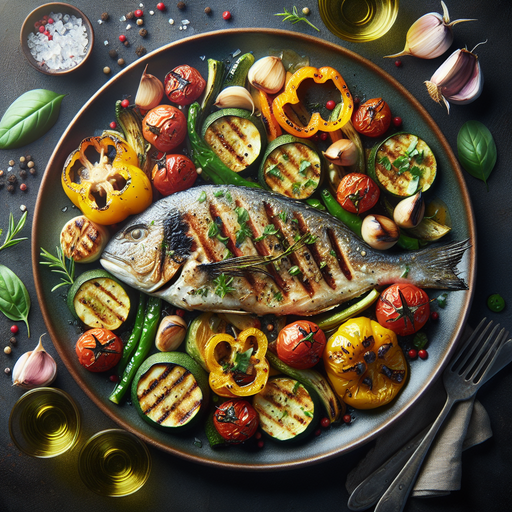 Balkan-Style Grilled Fish with Roasted Vegetables