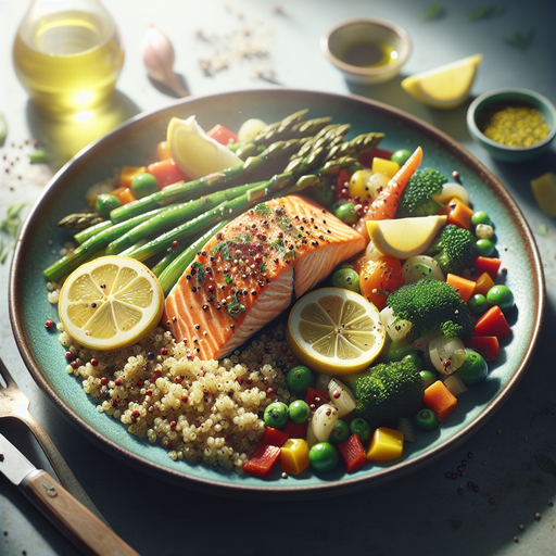 Lemon Garlic Salmon with Quinoa and Steamed Vegetables