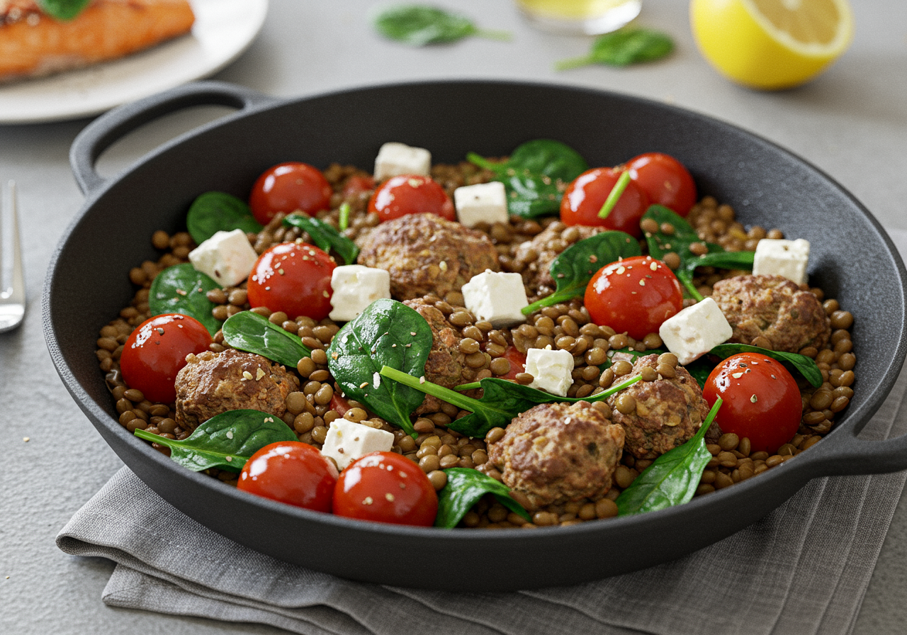 Mediterranean Lamb and Lentil Skillet