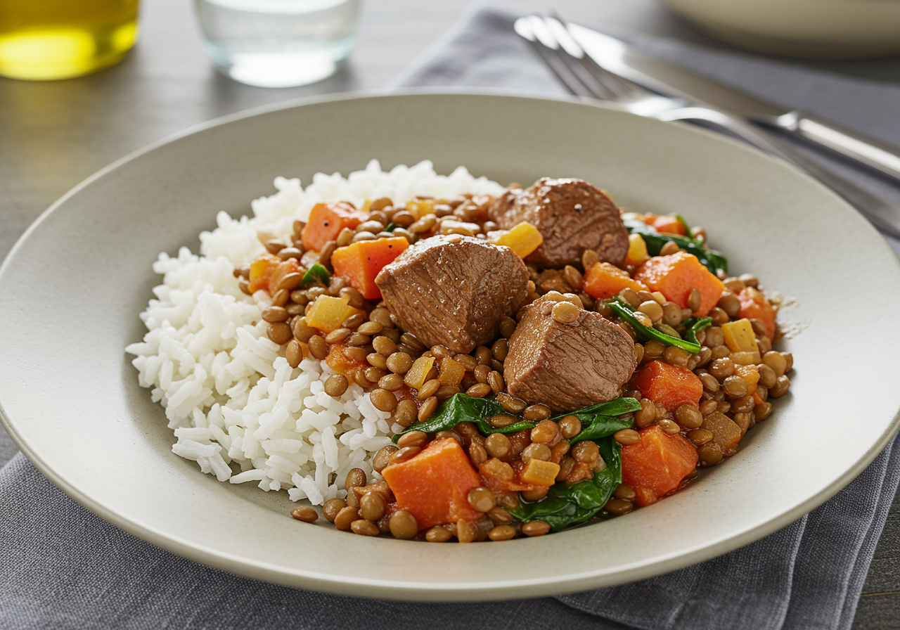 Moroccan Spiced Lamb and Lentil Stew