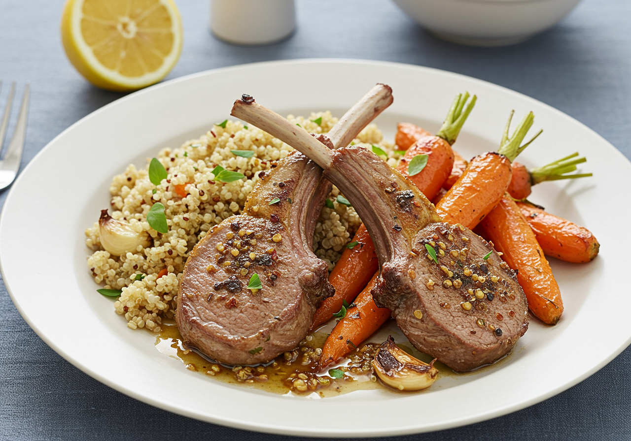 Moroccan-Spiced Lamb Chops with Herbed Quinoa