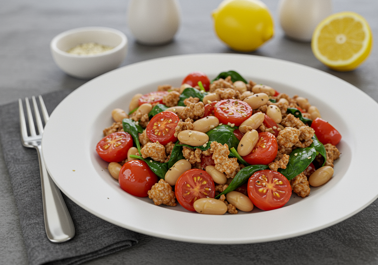 High-Protein Tuscan Turkey & Bean Skillet